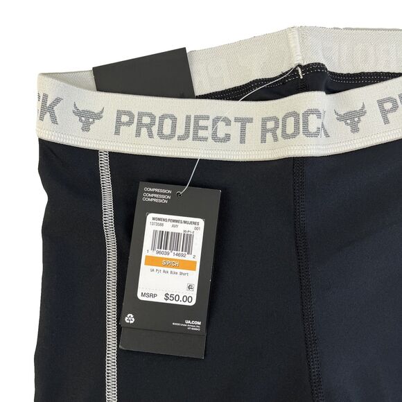 New Women’s Under Armour Project Rock Bike Shorts Workout Small NWT Compression - Picture 2 of 7